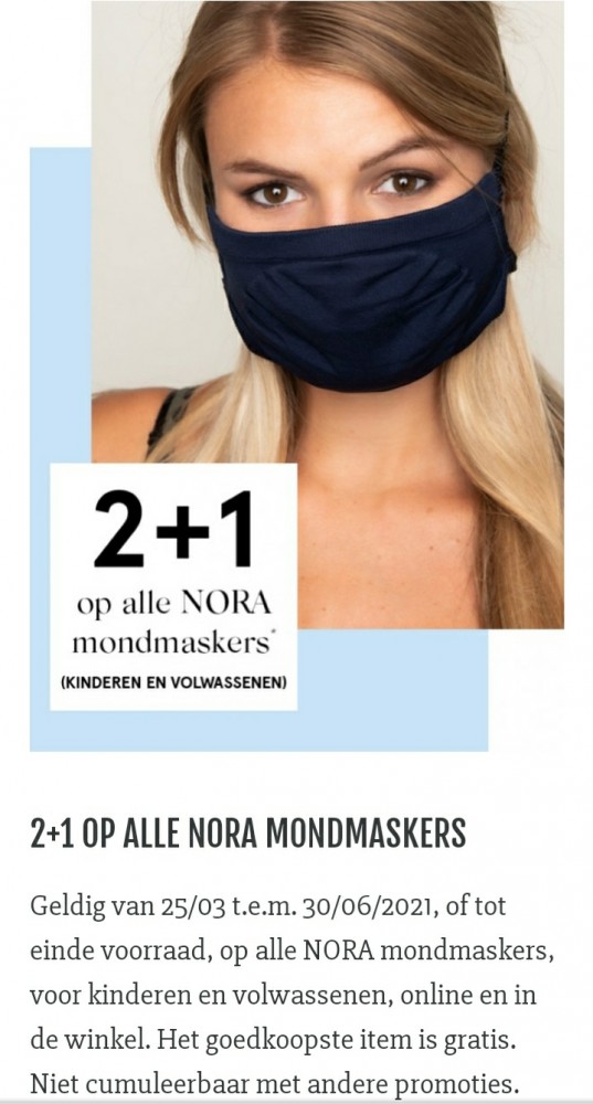 Nu op veritas 2+1 op alle nora mondmaskers t....