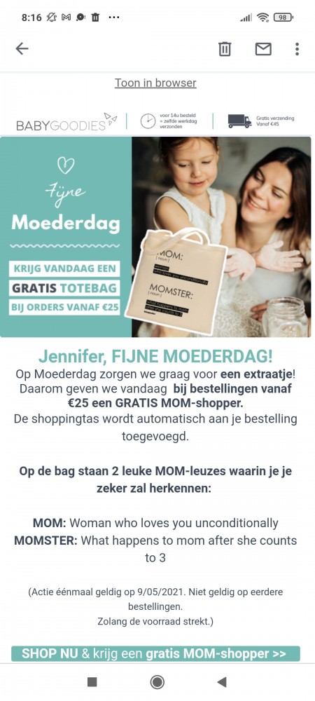 Bij babygoodies bij bestellingen vanaf €25 ee...