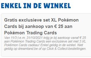 Gratis set XL Pokemon kaarten bij aankoop van...