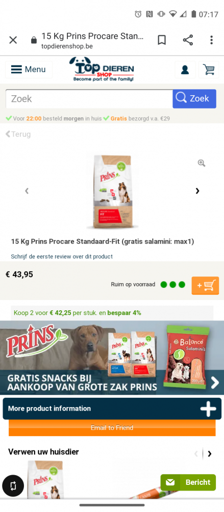 Topdierenshop.be gratis snack bij aankoop van...