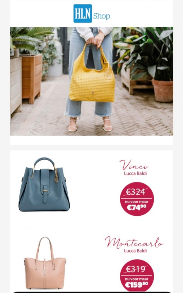 Verschillende handtassen Lucca Baldi aan verl...