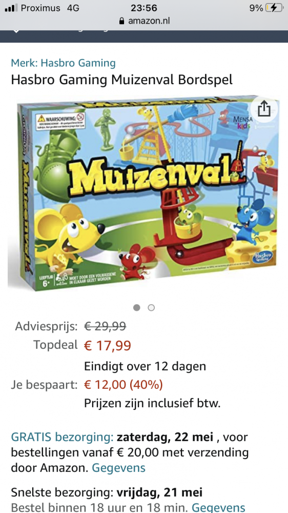 Op Amazon Nederland Hasbro Gaming Muizenval...