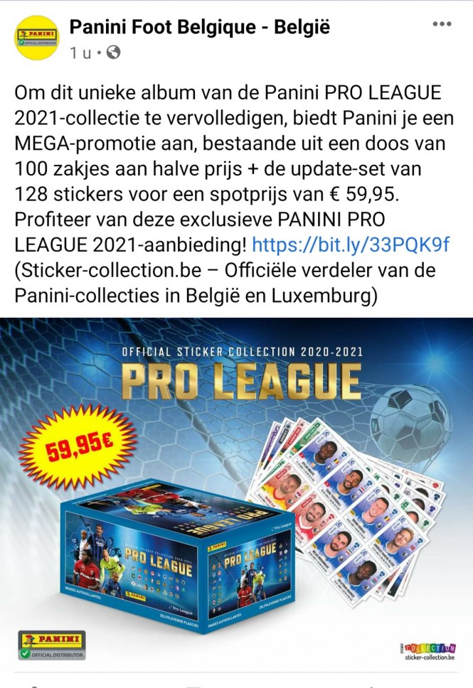 Panini sticker voetbalseizoen 2020-2021,compl...
