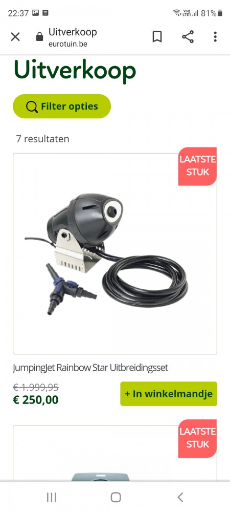 Bij Eurotuin nu uitverkoop van vijverpompen....