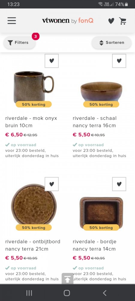 Op de website van vtwonen -50% korting op div...
