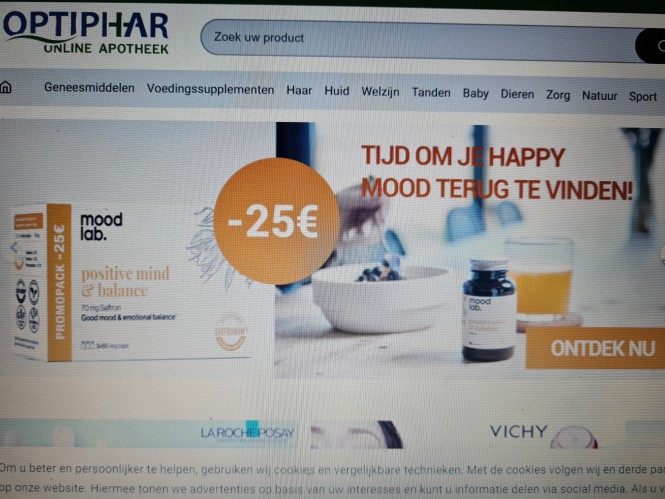 Bij optiphar.com nu -25€ bij moodlab positive...