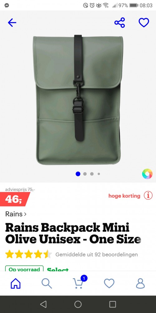 Mooie korting op deze Rains rugzak, die water...