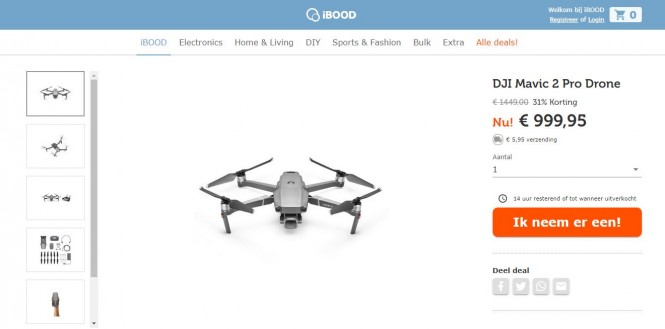 Leuke korting van 31% vandaag op deze drone v...
