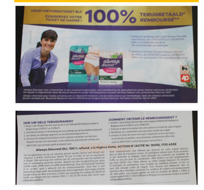 100% terugbetaald bij aankoop in Delhaize Me...