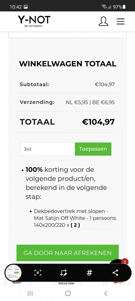 Op Y-not nu 1+2 op nog heel veel beddengoed!...