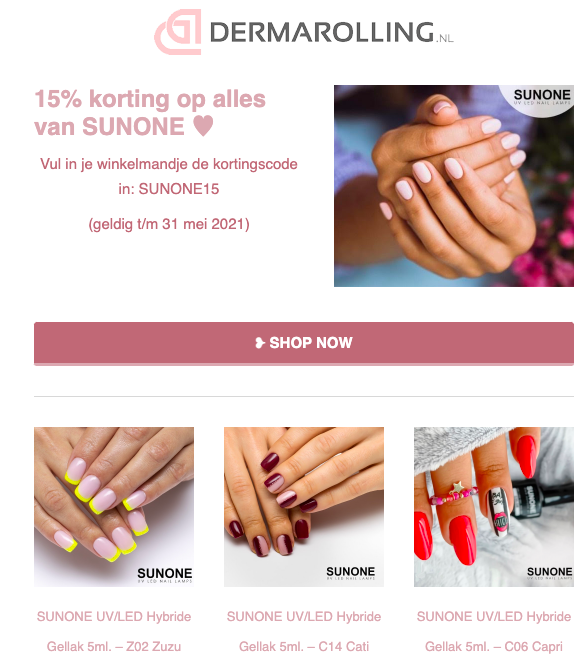 15% korting op alles van SUNONE op dermarolli...
