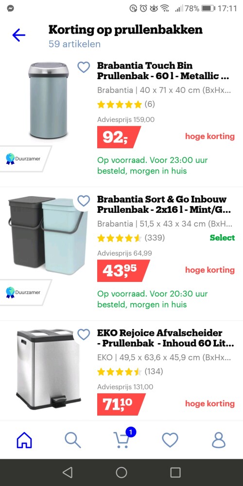 Mooie kortingen op selectie vuilnisbakken bij...