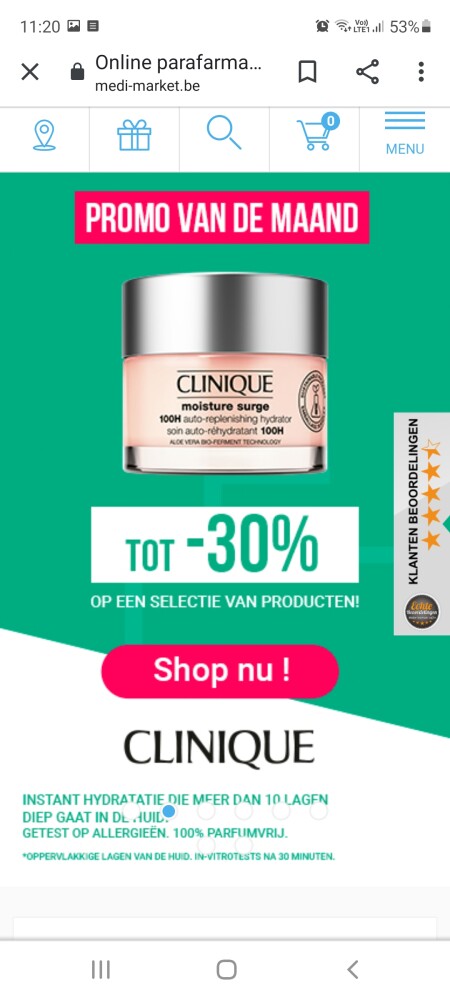 Bij medi-market.be nu tot -30% op clinique, x...