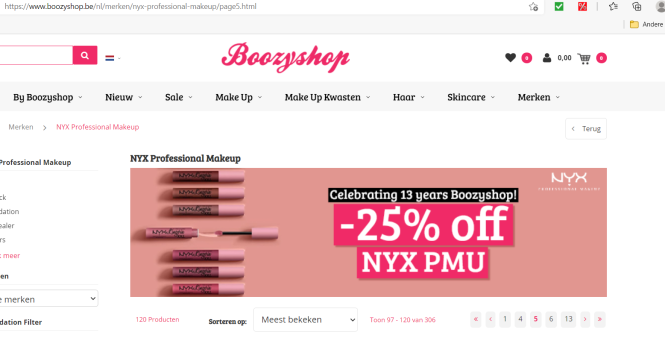 Bij boozyshop is er 25% korting op NYX Profes...