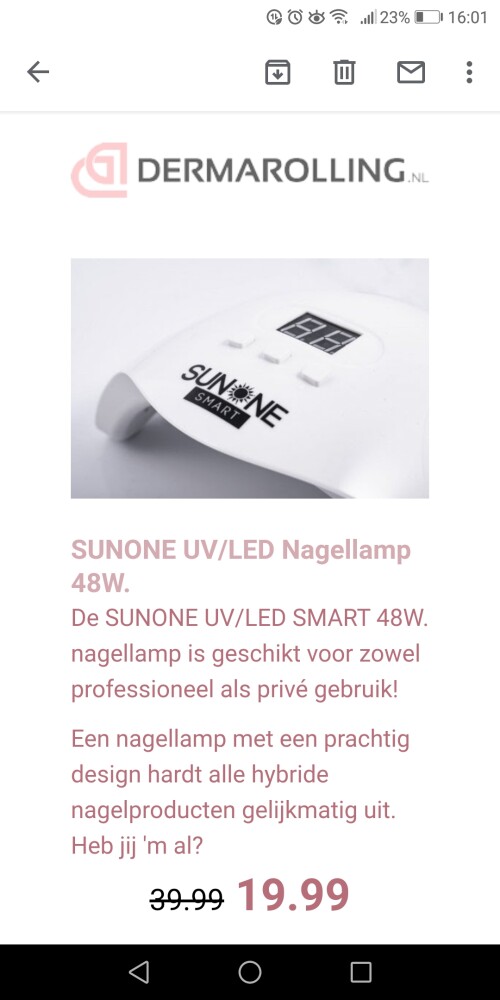 50% korting op deze nagellamp bij Dermarollin...