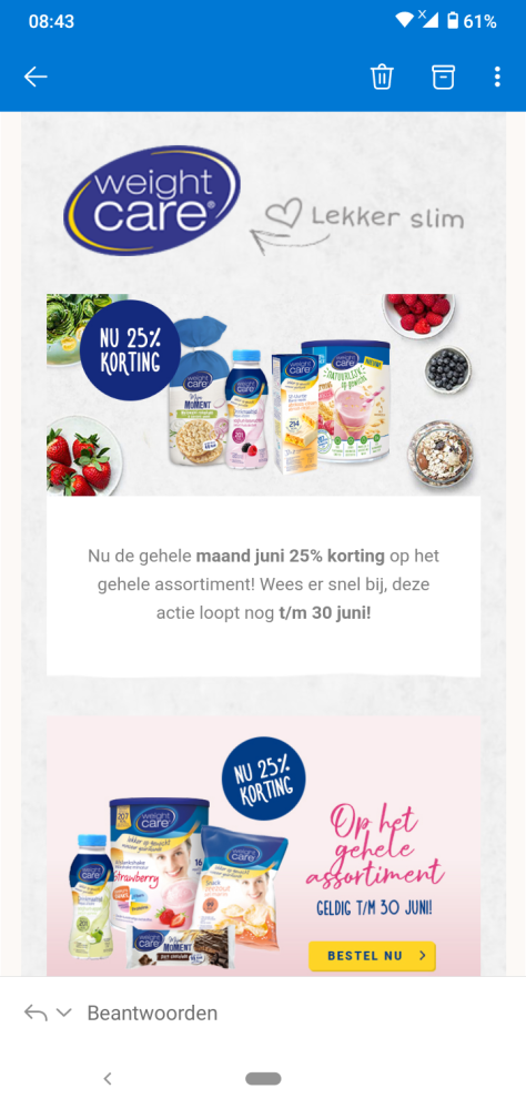 Bij weight Care is er de hele maand 25% korti...