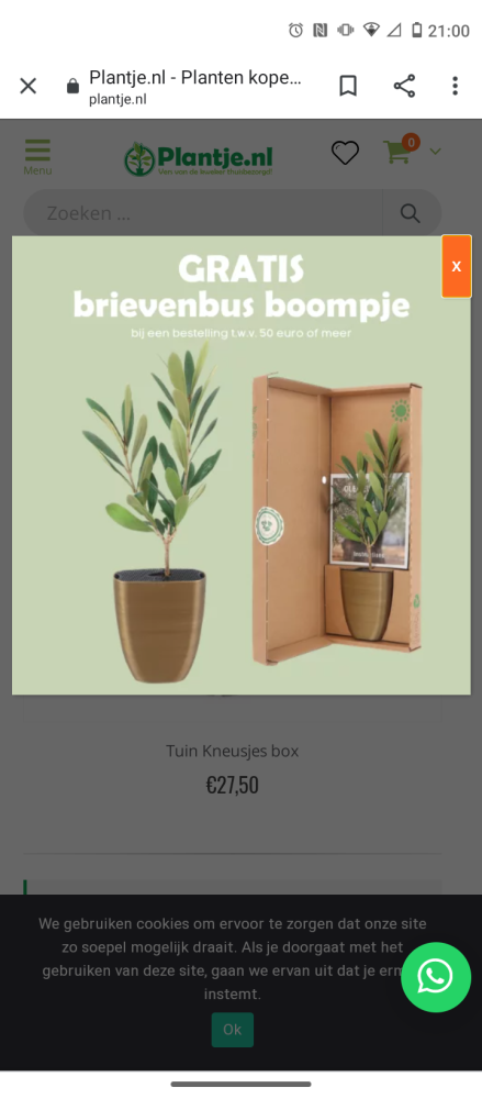 Plantje.nl bij een bestelling vanaf 50 euro k...