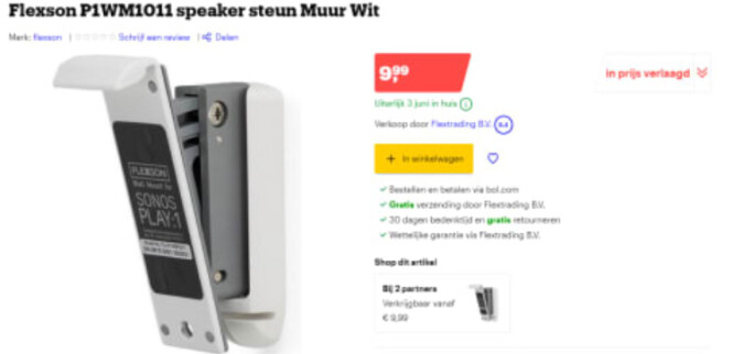 Bij Bol.com Flexson wandhouder voor Sonos Pla...