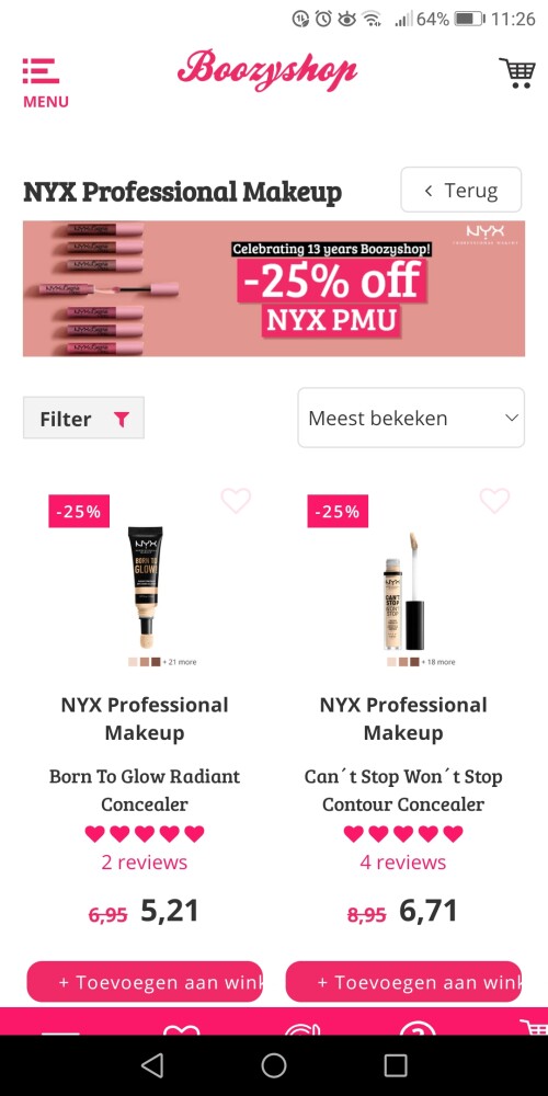 25% korting op alles van NYX Professional Mak...