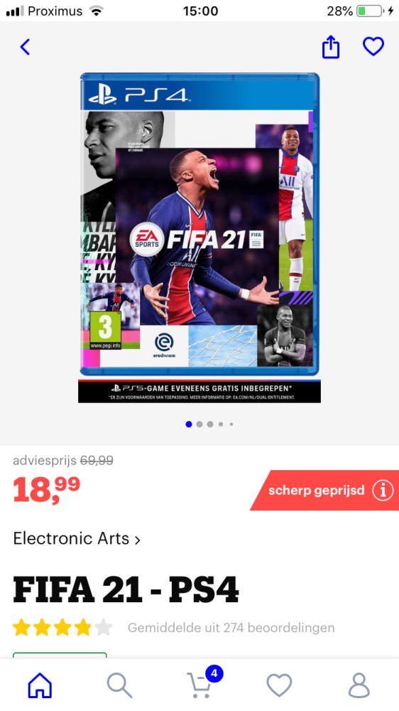 Bij Bol.com Fifa 21 (voor playstation 4) voor...