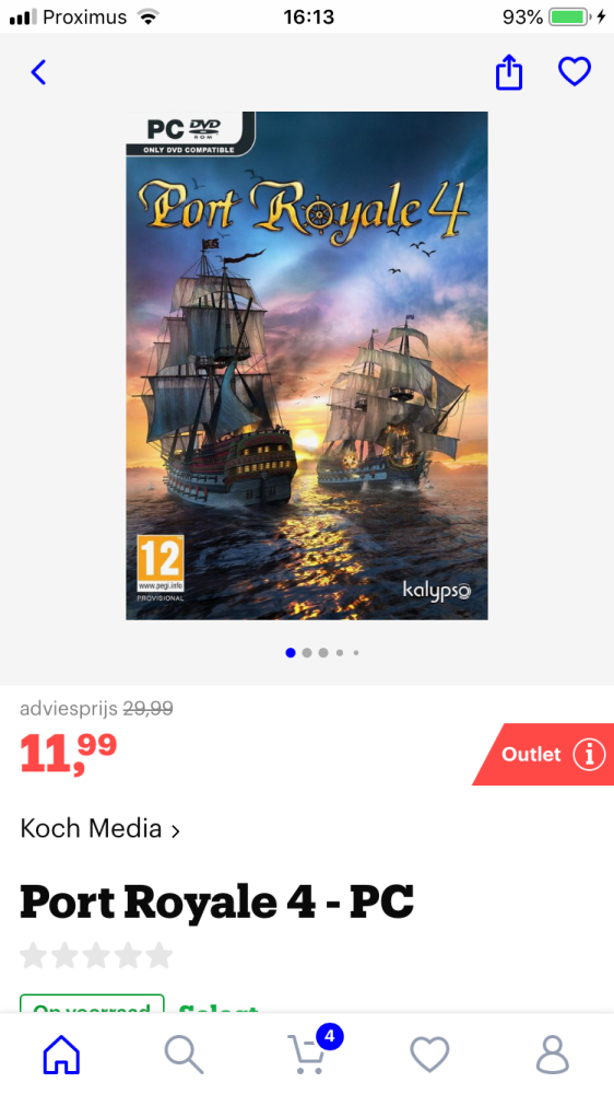 Bij Bol.com Port Royale 4 (voor pc). Nu €11,9...