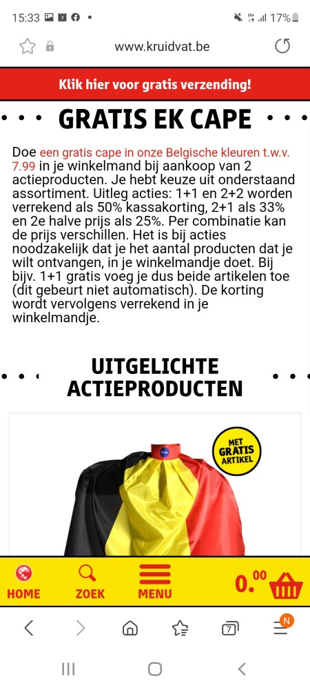 Gratis cape om de Belgen te steunen bij Kruid...