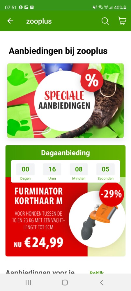 Bij zooplus.nl nu furminator korthaar M voor...
