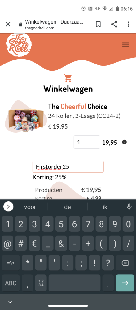 The good roll wc papier. Deze code geeft 25%...