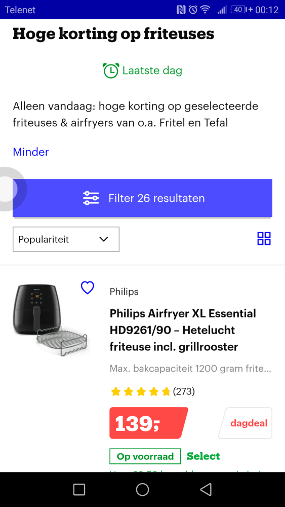 Hoge korting op friteuses Alleen vandaag: ho...