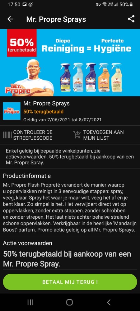 De helft terugbetaald via myShopi bij aankoop...