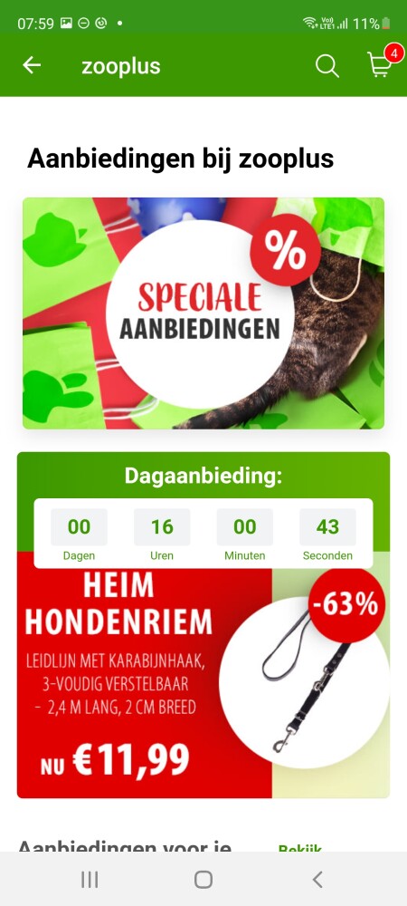 Bij de zooplus.nl nu heim hondenriem voor 11,...