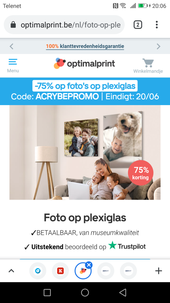 -75% korting op je foto op plexiglas met Opti...
