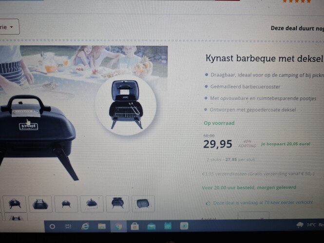 Bij dealdonkey.com nu kynast barbeque met dek...