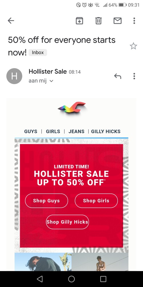 Sale bij Hollister, kortingen tot 50%, mooie...