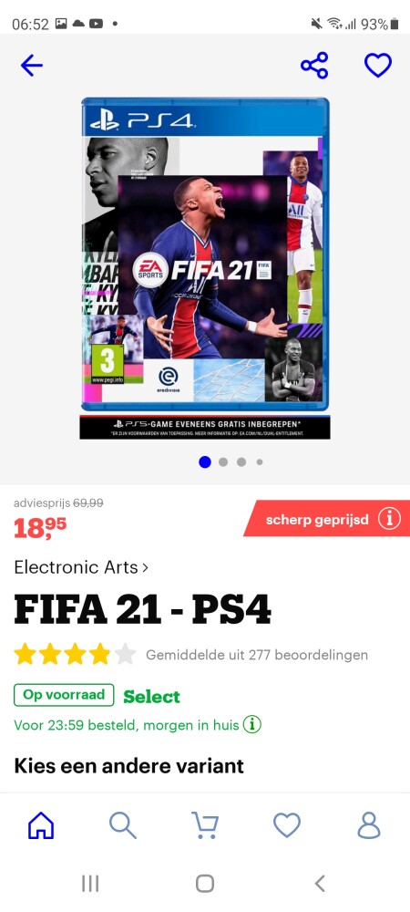 Fifa 21 ps4 18,95,€ op bol.com
