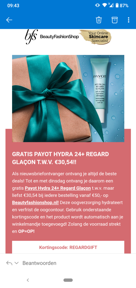 Bij beautyfashionshop krijg je met de code RE...