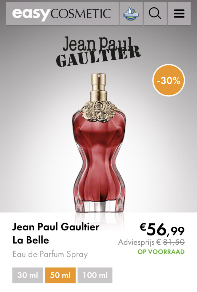 Parfume Jean Paul Gaultier voor €56,99 bij Ea...