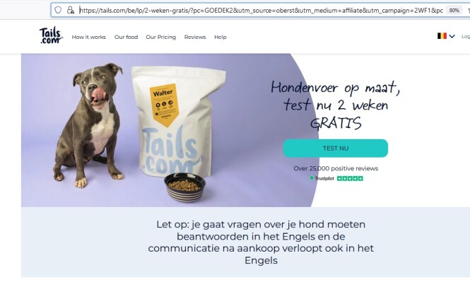 2 weken gratis hondenvoer bij Tails.com Vert...