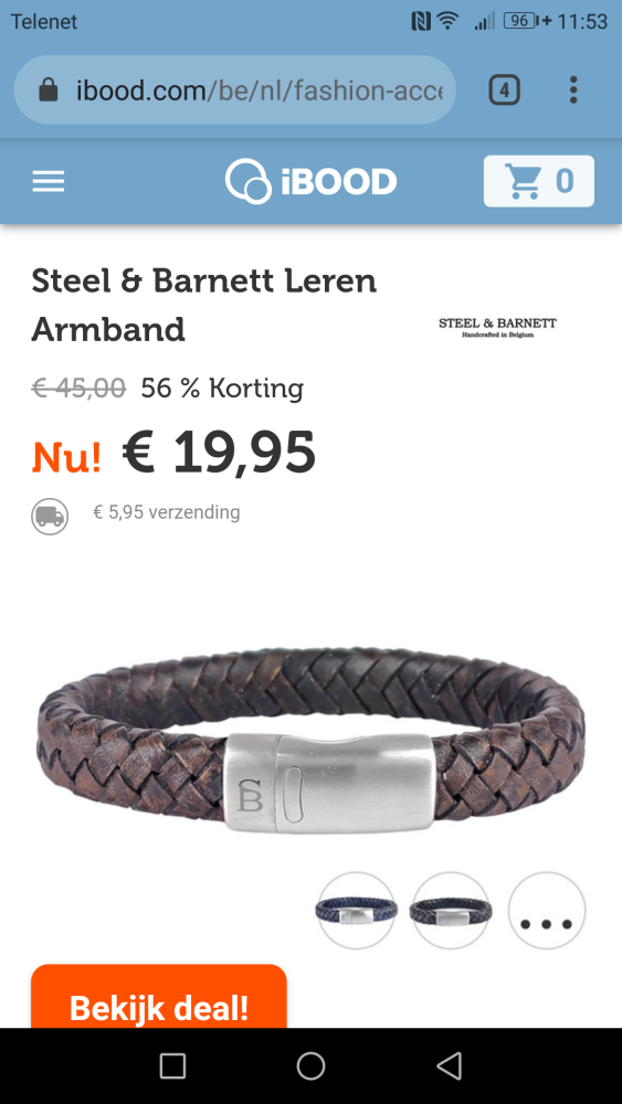 Steel & Barnett leren armband voor mannen met...