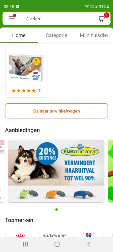 Bij zooplus.nl nu tot 20% korting op furminat...