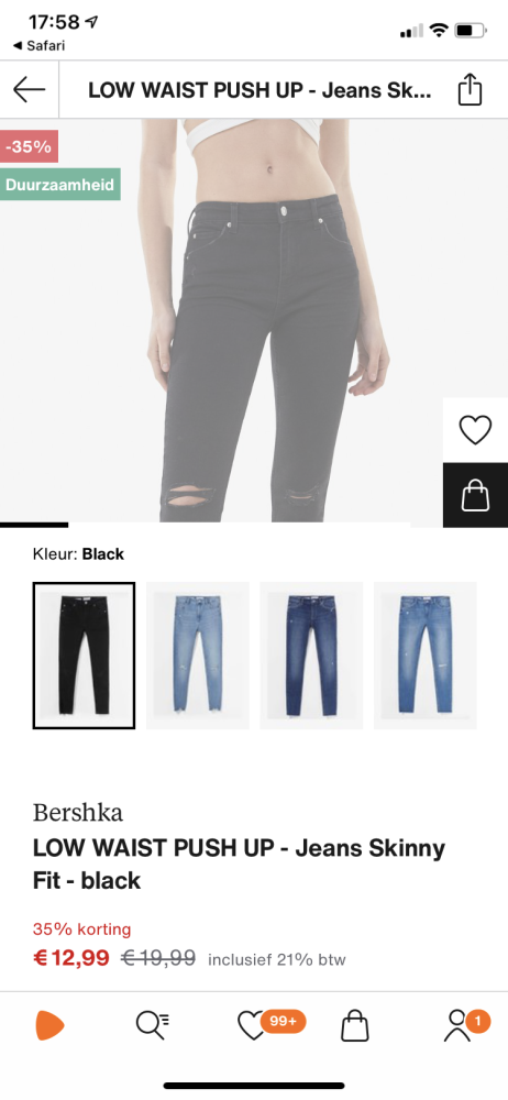 Push up jeans van Bershka op Zalando nu €12,9...