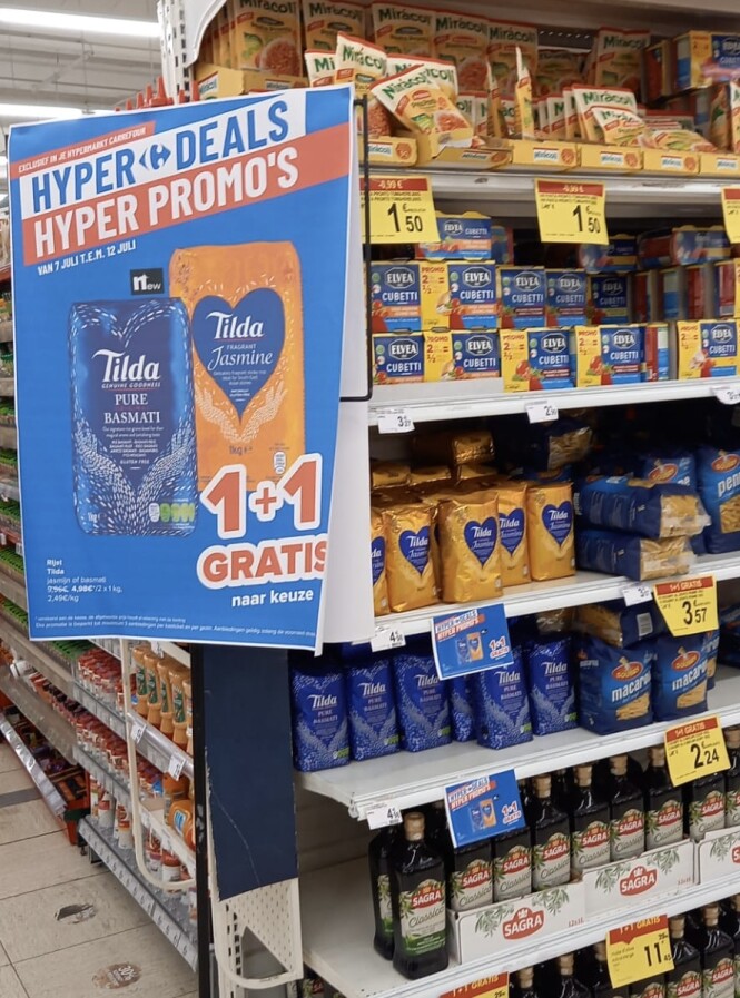 Er is een Hypdeal op de Tilda Rijst bij Carre...