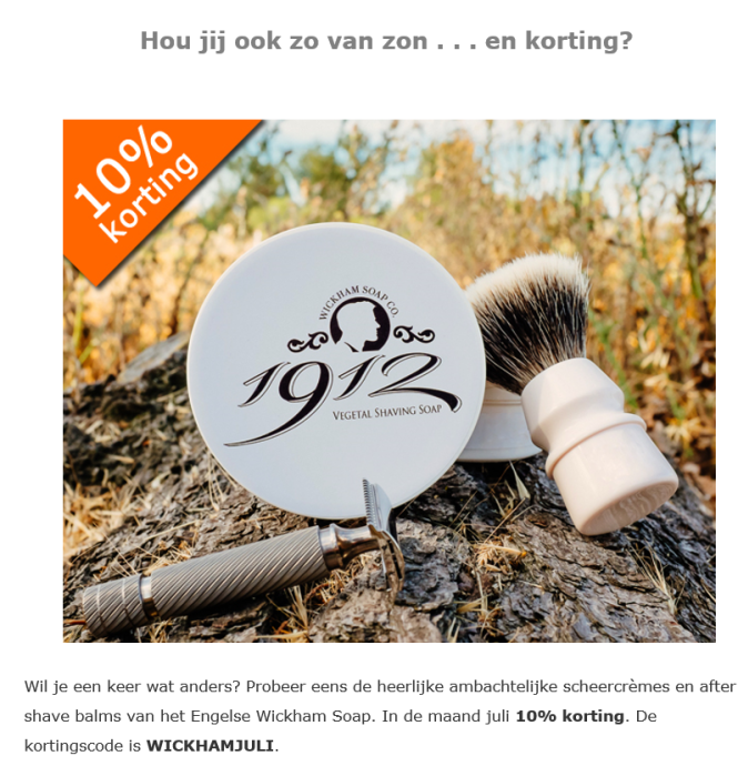 Bij Man and shaving krijg je met de code WICK...