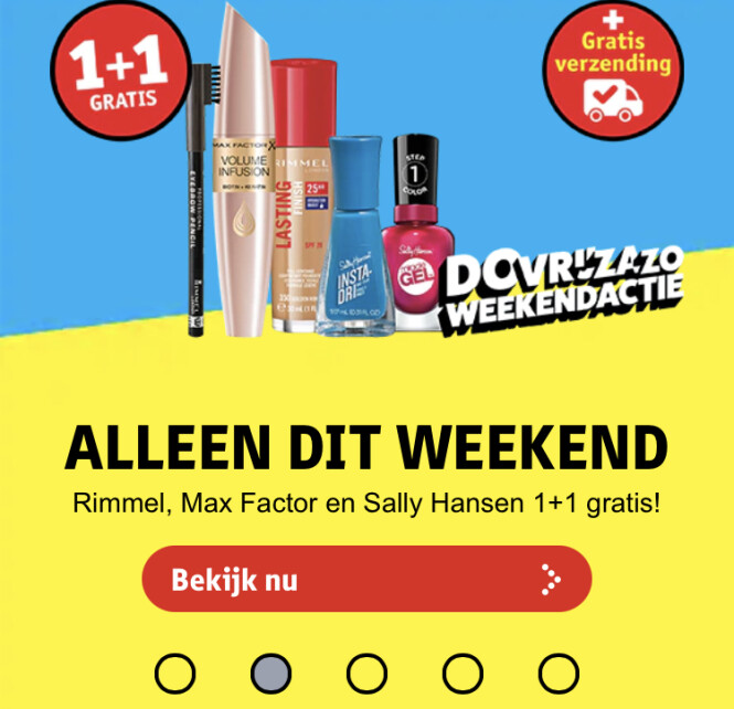 1+1 op Rimmel, Max Factor, Sally Hansen. Enke...