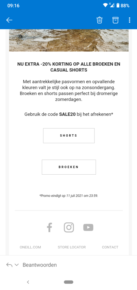 Bij O'Neill krijg je met de code SALE20 NU E...