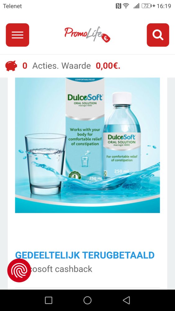 €5 terugbetaald bij aankoop van Dulcosoft® 25...