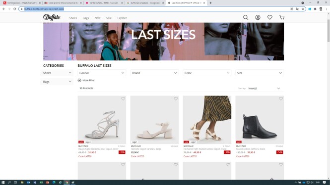 20% extra korting bij Buffalo schoenen en tas...