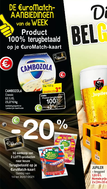 Cashback bij smatch van 14/07 - 20/07. 100% t...