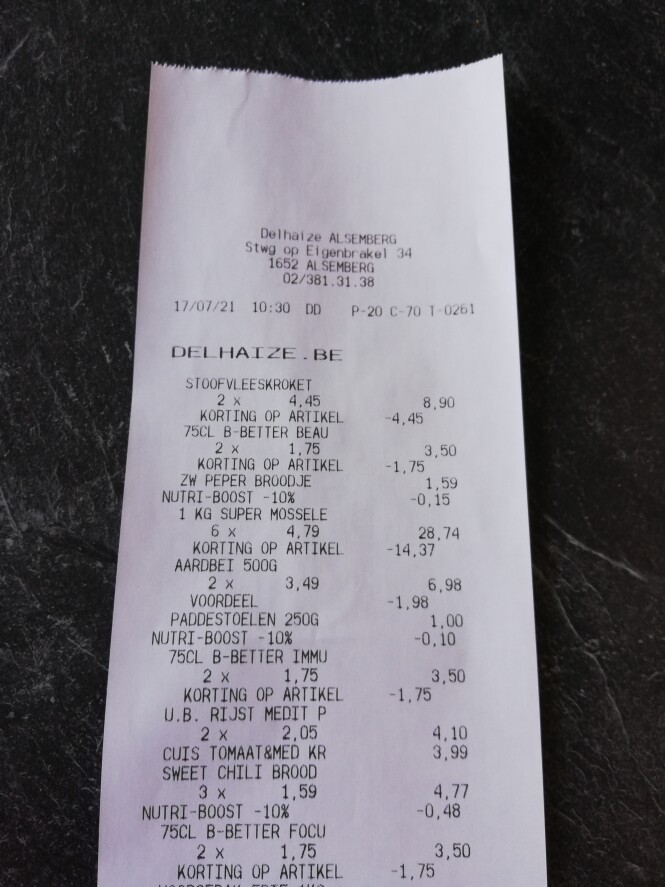 Wij eten mosselen vanavond. In Delhaize 1+1 g...