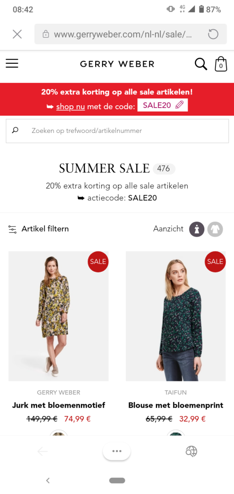 Bij Gerry Weber krijg je met de code SALE20 2...